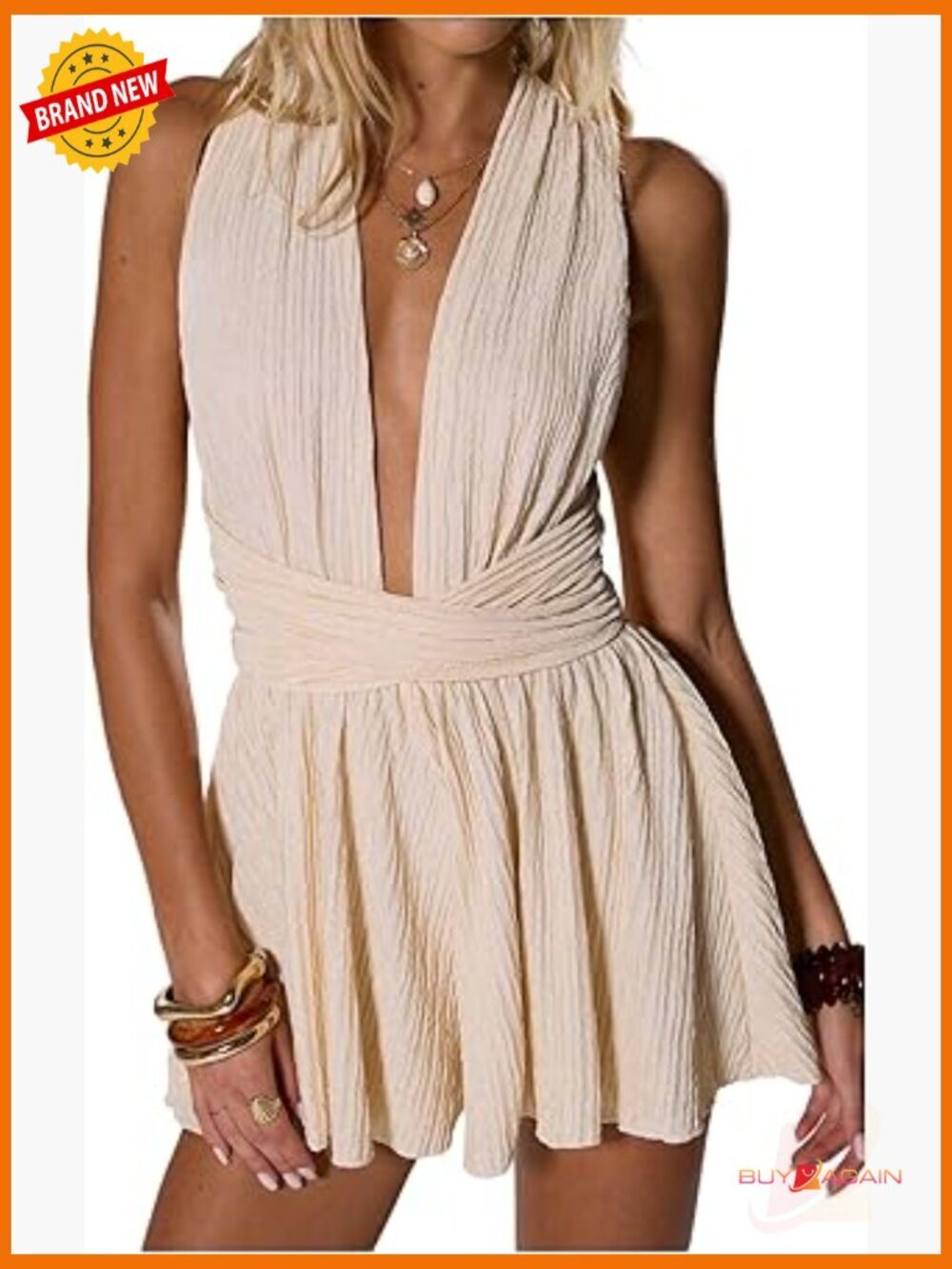 Halter Romper Criss Cross Backless Summer Party Short Jumpsuit